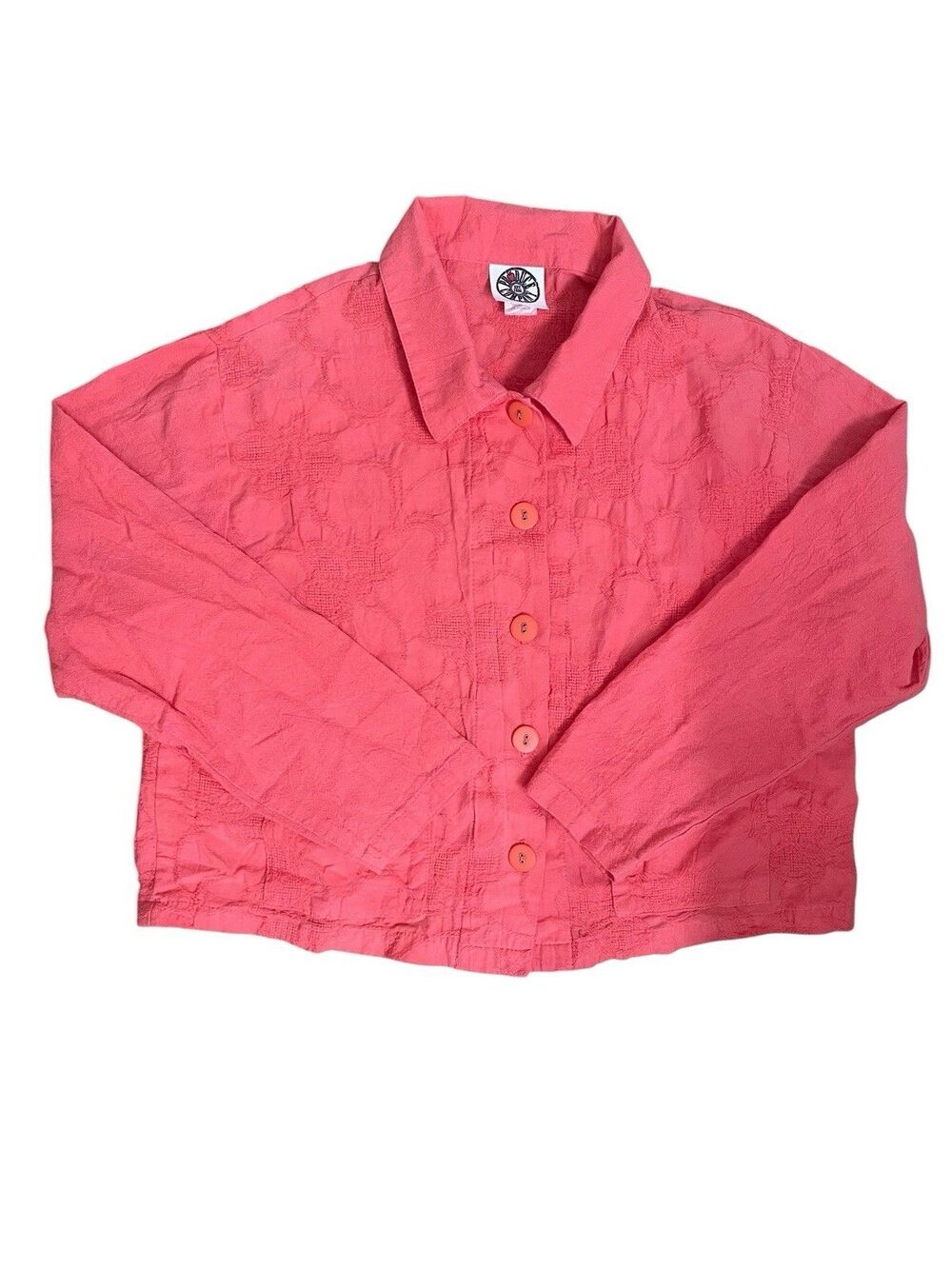Vintage Pink Cropped Blouse Women’s XL Button Front